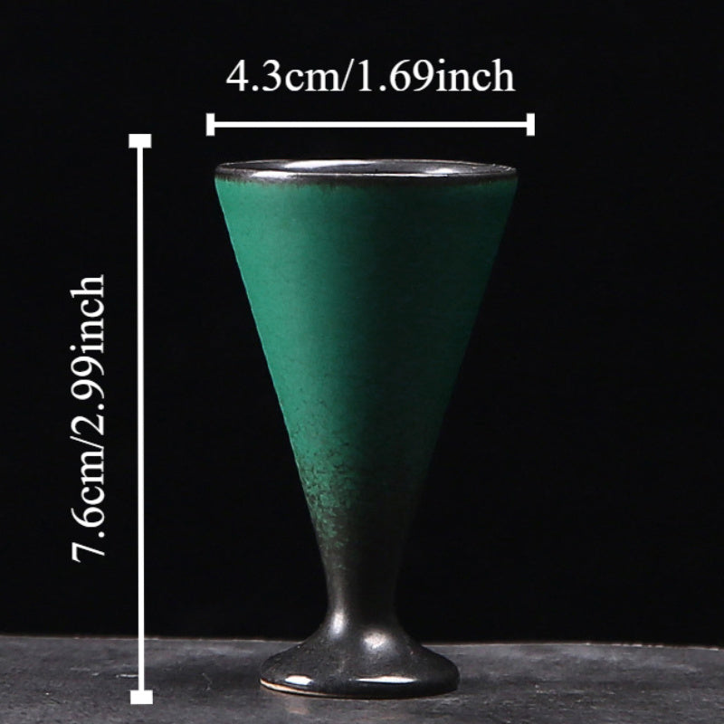 1 piece retro style ceramic wine glass - ancient green